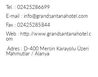 Senza Grand Santana Hotel iletiim bilgileri